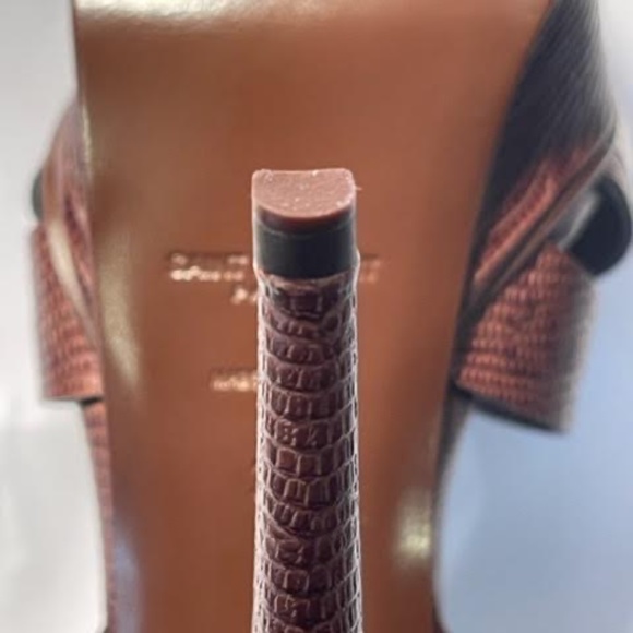 SAINT LAURENT YSL NEW TRIBUTE 105 BRANDY LIZARD EMBOSSED PLATFORM SANDALS 38 - Picture 6 of 6